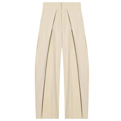 Women's High-Waisted Pleated Wide Leg Pants - Front Darts