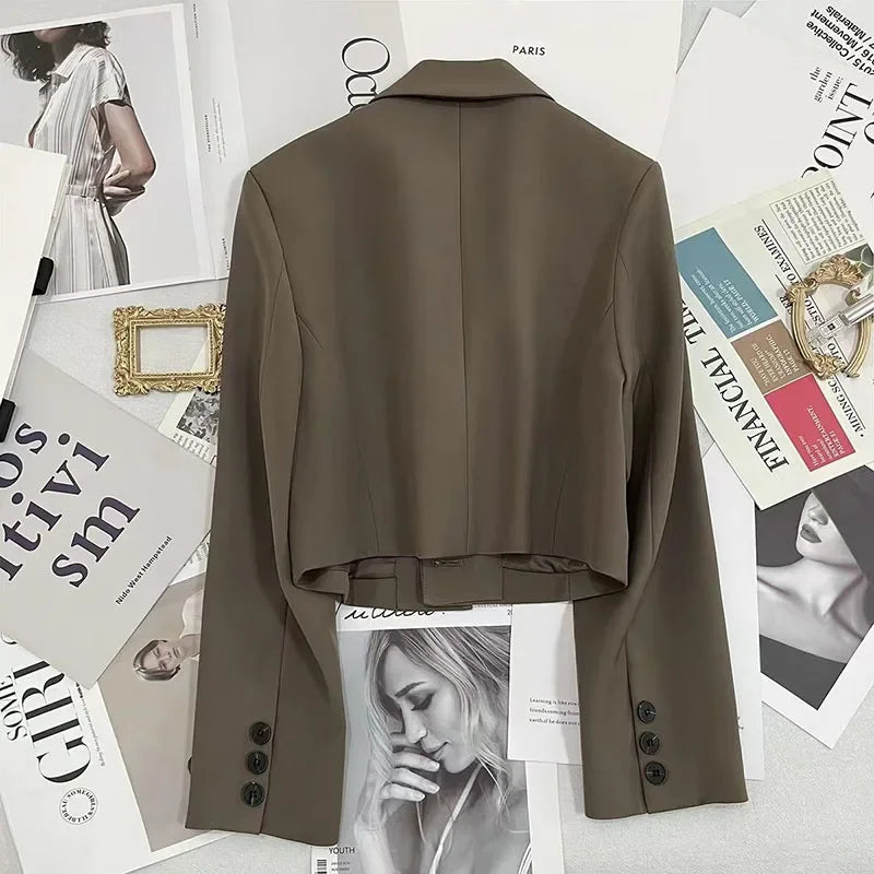 Blazer Corto Mujer de Solapa con Cierre de un Botón