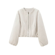 Chaqueta Bomber Mujer Cropped en Fleece