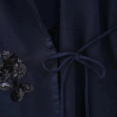 Women's Navy Blue Sequin Blazer and Pants Suit Set