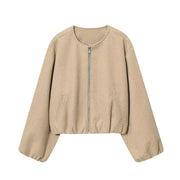 Chaqueta Bomber Mujer Cropped en Fleece