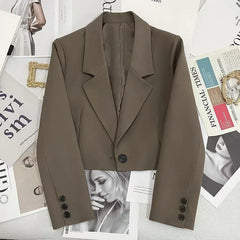 Blazer Corto Mujer de Solapa con Cierre de un Botón