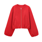Chaqueta Bomber Mujer Cropped en Fleece