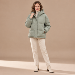 Women's Oversized Hooded Puffer Jacket - Loose Fit Quilted Coat