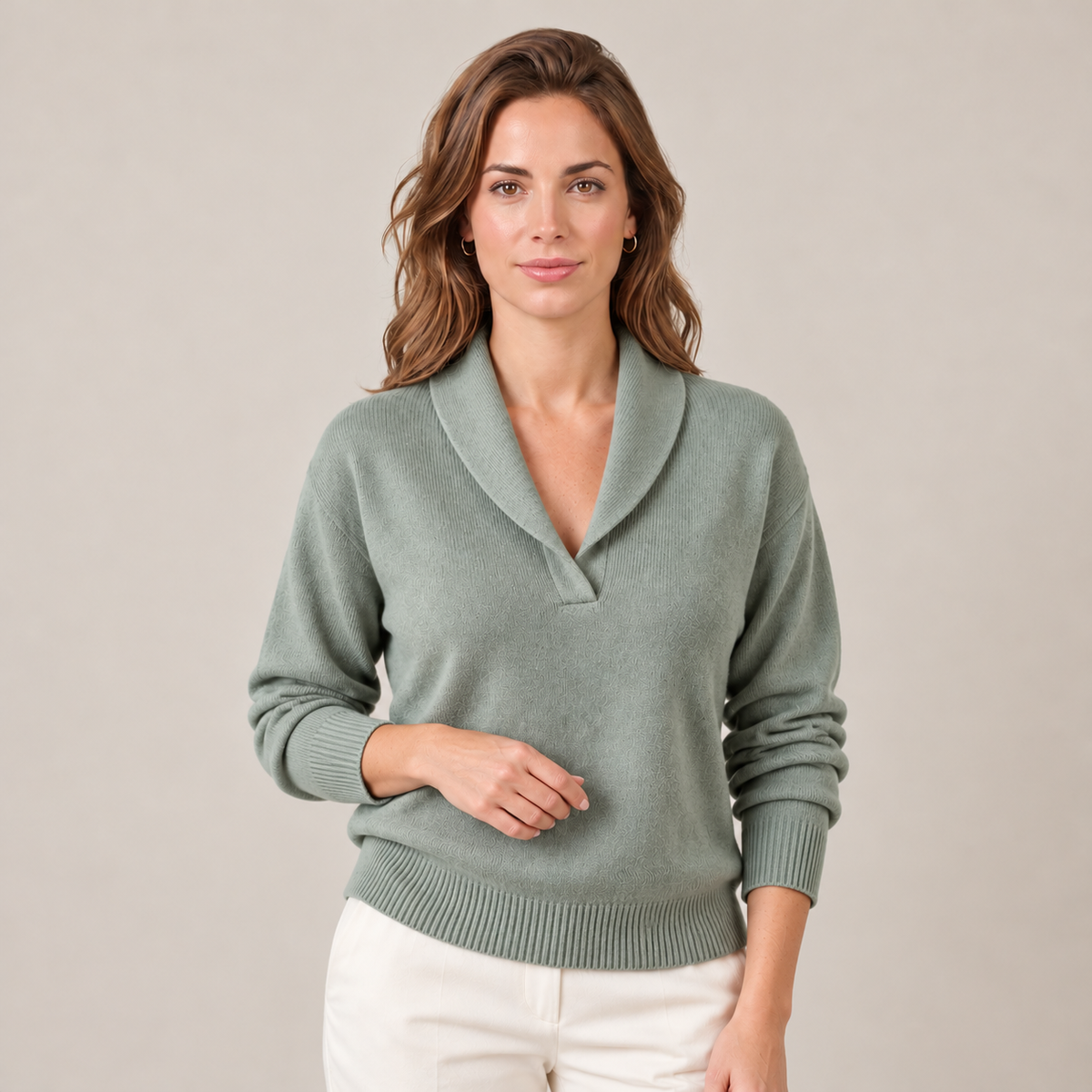 Women's Soft Shawl Collar Sweater - Long Sleeve