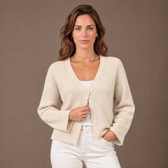 Jersey de Punto Mujer con Bordes Festoneados