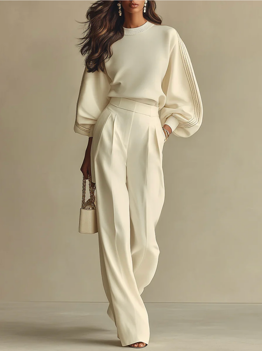 Conjunto Mujer de Punto Texturizado Cuello Redondo