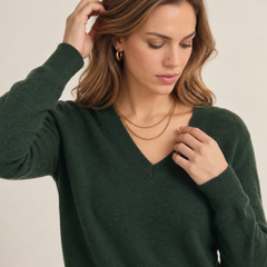 Jersey de Cashmere Mujer con Cuello Pico
