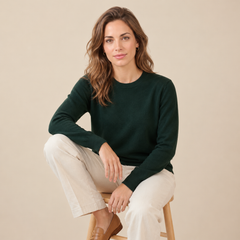 Jersey de Cuello Redondo de Cashmere Puro para Mujer