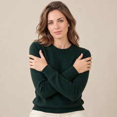 Jersey de Cuello Redondo de Cashmere Puro para Mujer