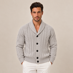 Men's Cable Knit Button-Up Cardigan Sweater