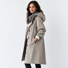 Gabardina Mujer Impermeable con Capucha Larga