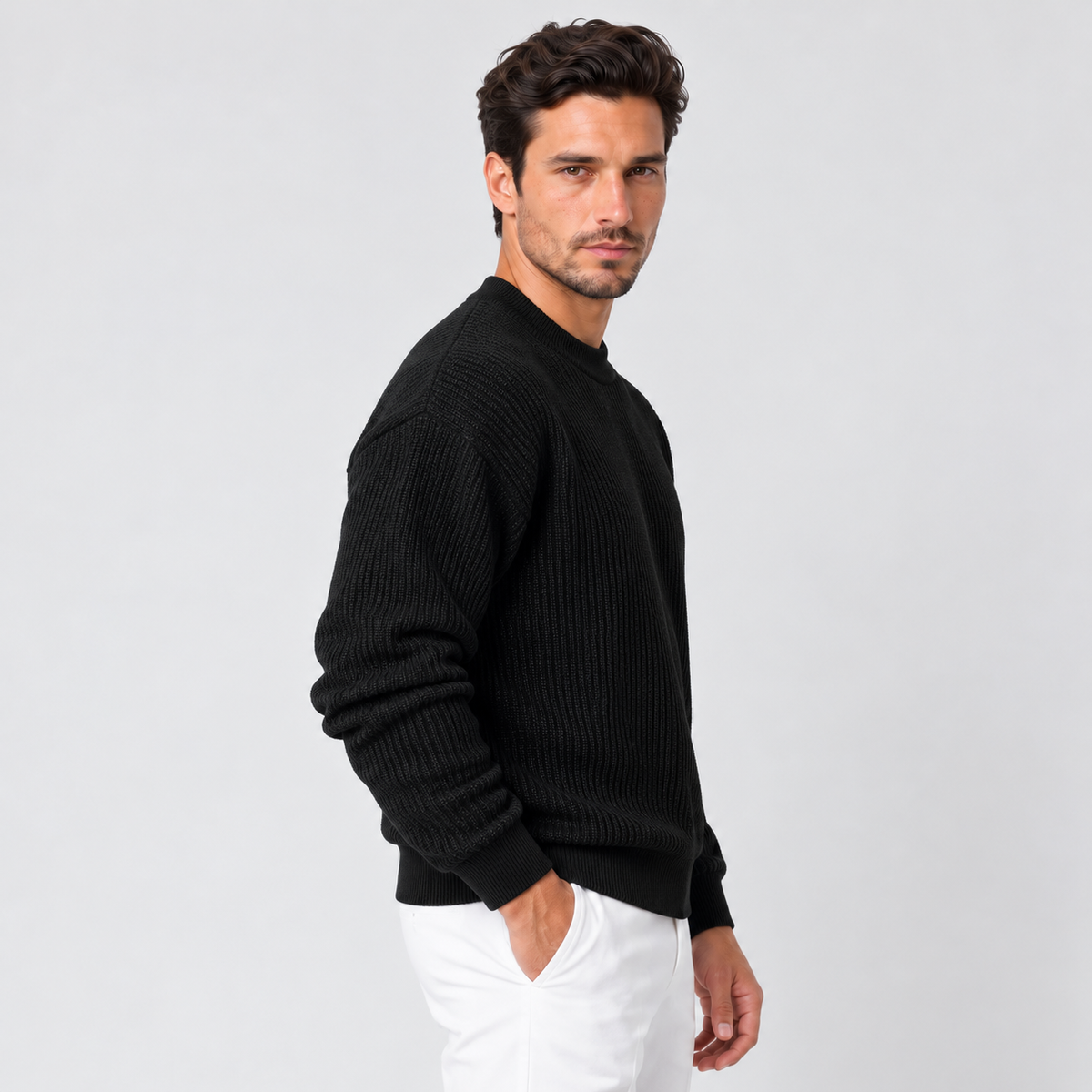 Men's Plush-Lined Winter Sweater - Warm Fleece-Lined Pullover