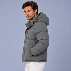 Chaqueta Acolchada de Invierno para Hombre con Capucha y Solapa Antiviento