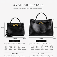Women's Woven Vegan Leather Tote Bag - Everyday Shoulder Bag
