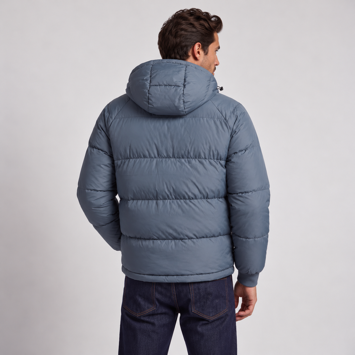 Chaqueta Acolchada con Capucha para Hombre, Cierre de Cremallera