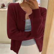 Cárdigan de Punto Mujer Suave con Botones y Cuello Redondo