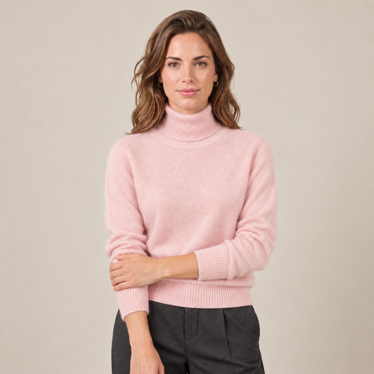Women's Cashmere Turtleneck Knit Sweater - Lightweight Pullover