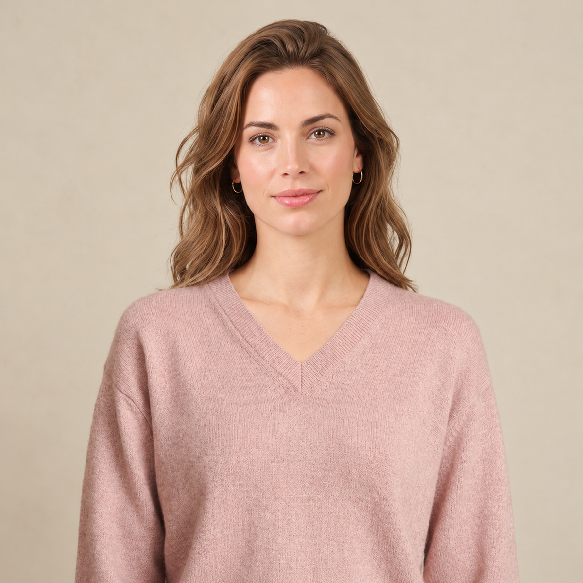 Jersey de Cashmere Mujer con Cuello Pico