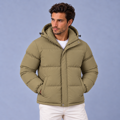 Chaqueta Acolchada de Invierno para Hombre con Capucha y Solapa Antiviento