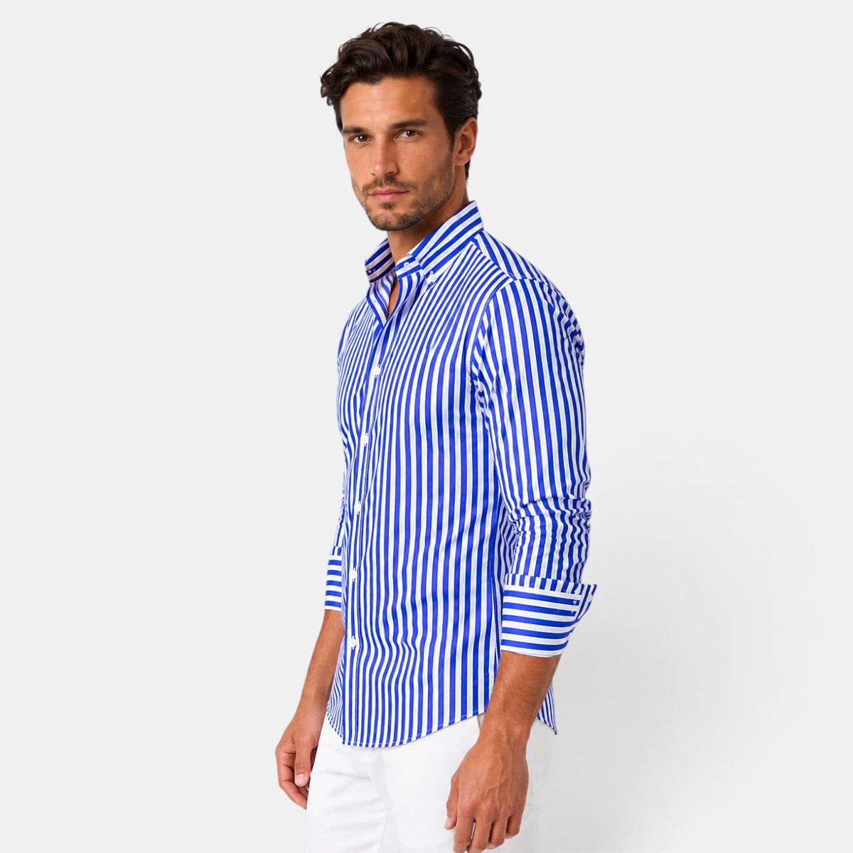 Men's Long Sleeve Regular Fit Striped Shirt