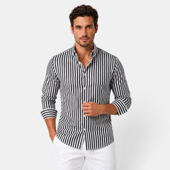 Men's Long Sleeve Regular Fit Striped Shirt