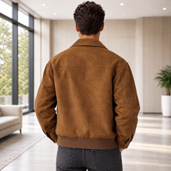 Chaqueta de Ante para Hombre con Cremallera y Cuello Clásico