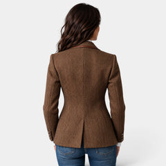 Women's Herringbone Panel Blazer with Gold Buttons