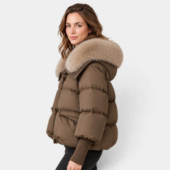 Parka Acolchada para Mujer con Cuello de Pelo Sintético