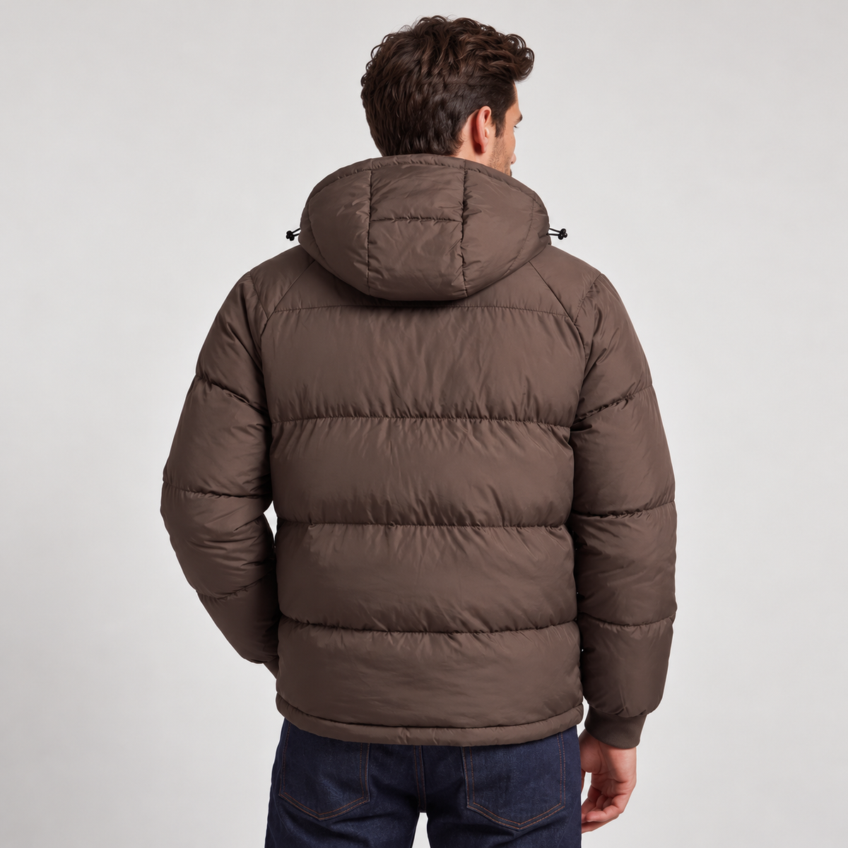 Chaqueta Acolchada con Capucha para Hombre, Cierre de Cremallera