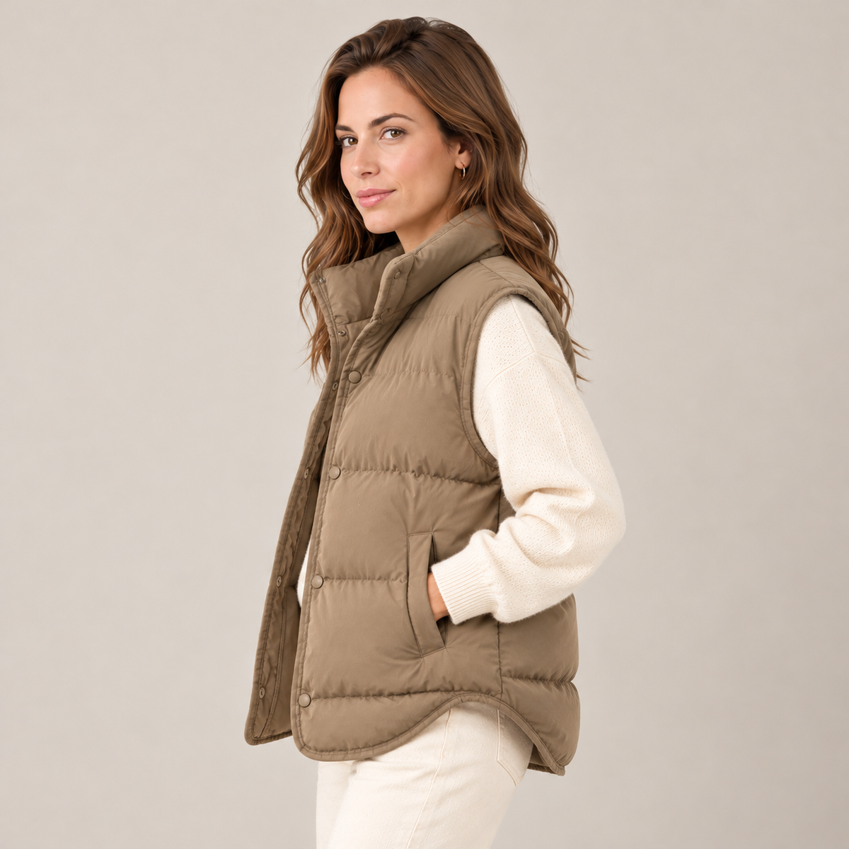 Women's Quilted Puffer Vest - Sleeveless Zip-Up Gilet