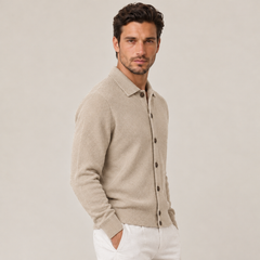 Men's Wool Blend Collared Cardigan Sweater