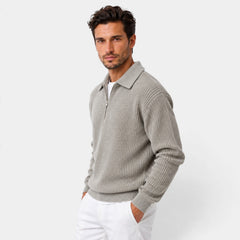 Jersey Cremallera Hombre de Punto Acanalado