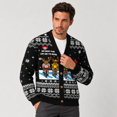 Men's Christmas Cardigan - Reindeer Pattern Holiday Sweater