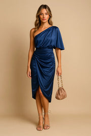 Vestido Midi Invitada de Boda Midi Drapeado Elegante