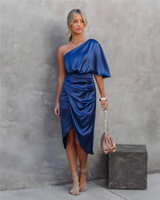 Vestido Midi Invitada de Boda Midi Drapeado Elegante