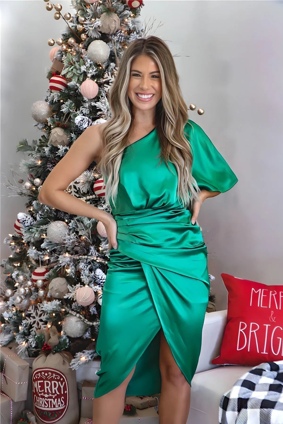 Vestido Midi Invitada de Boda Midi Drapeado Elegante