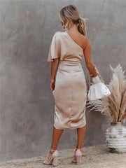Vestido Midi Invitada de Boda Midi Drapeado Elegante