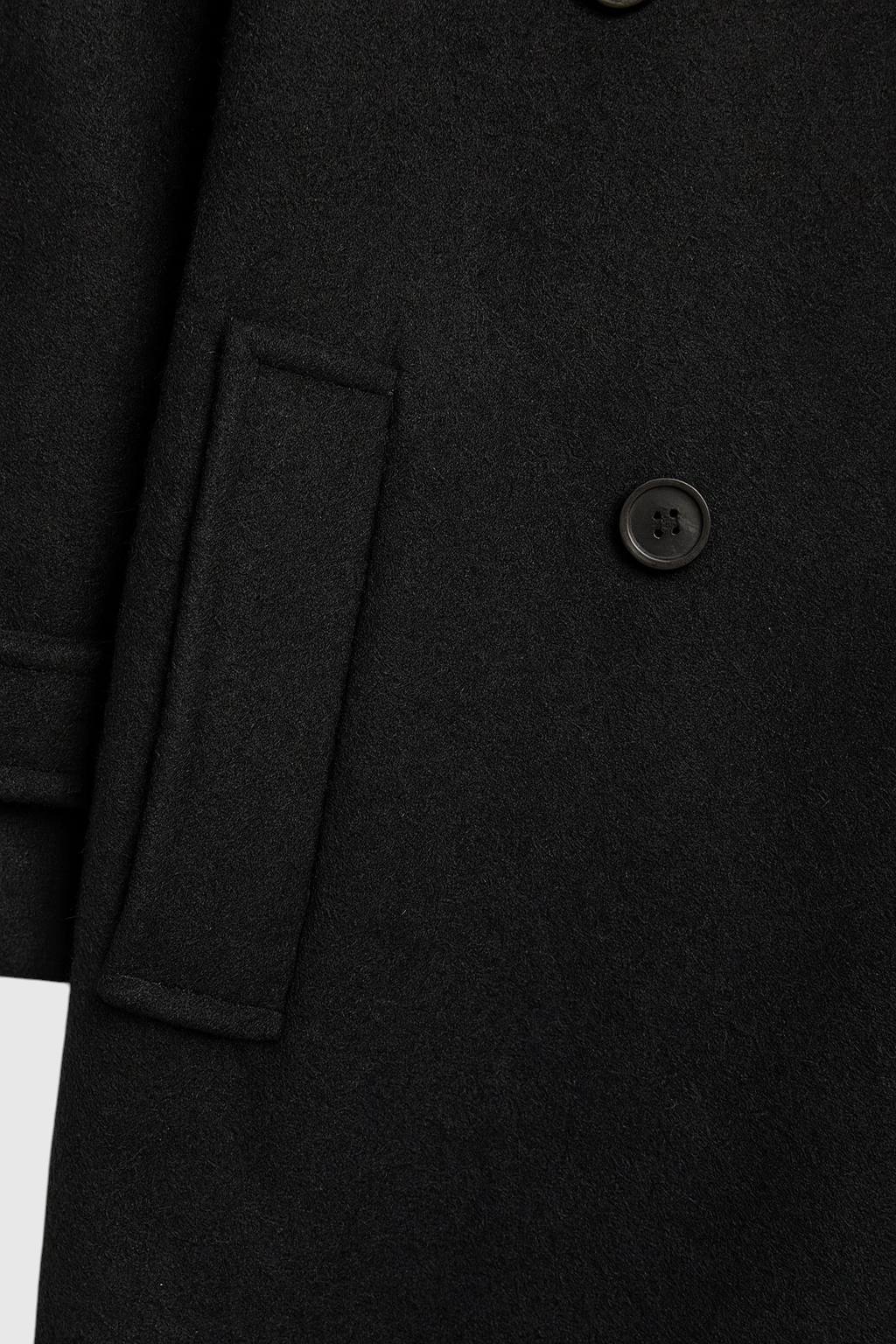 Women's Black Long Wool Blend Coat - Belted Wrap Style