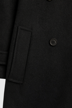 Women's Black Long Wool Blend Coat - Belted Wrap Style