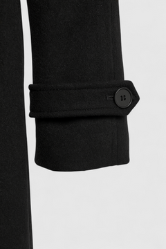Women's Black Long Wool Blend Coat - Belted Wrap Style