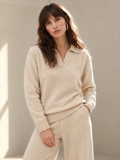 Women's Knitted Polo and Harem Pants Set