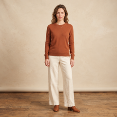 Jersey de Cuello Redondo de Cashmere Puro para Mujer