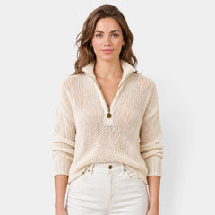 Jersey Mujer Punto Abierto Media Cremallera Holgado