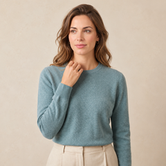 Jersey de Cuello Redondo de Cashmere Puro para Mujer