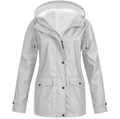 Chaqueta Outdoor Mujer Impermeable con Forro Polar y Capucha