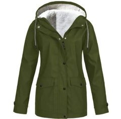 Chaqueta Outdoor Mujer Impermeable con Forro Polar y Capucha