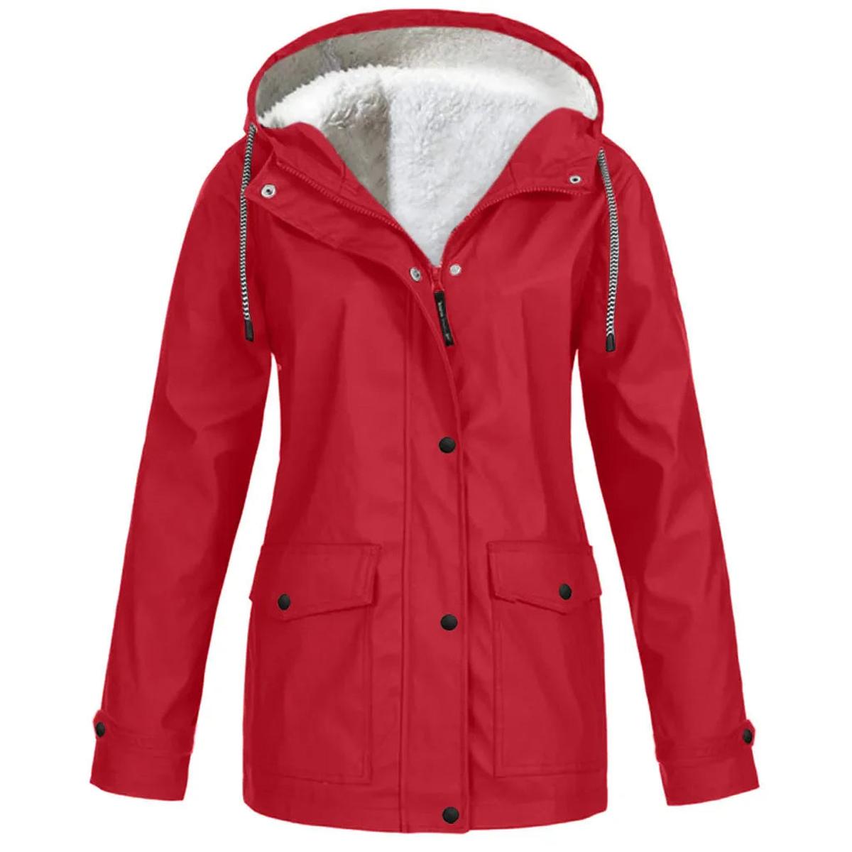 Chaqueta Outdoor Mujer Impermeable con Forro Polar y Capucha