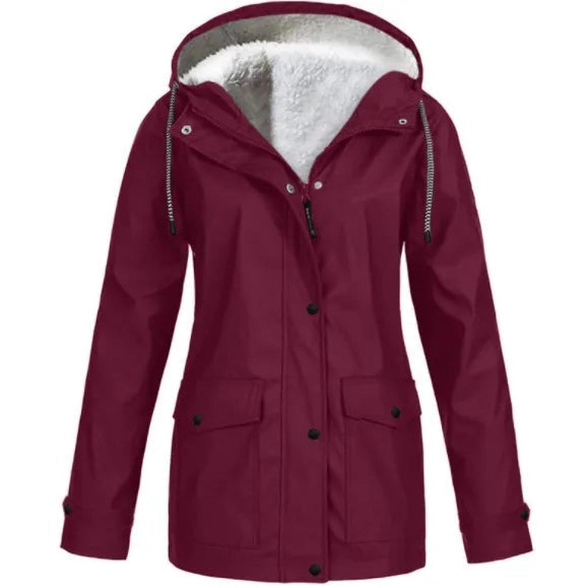 Chaqueta Outdoor Mujer Impermeable con Forro Polar y Capucha