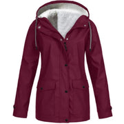 Chaqueta Outdoor Mujer Impermeable con Forro Polar y Capucha